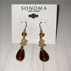Brown Beaded Drop Earrings🤎